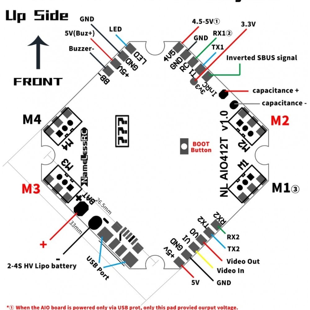 NLRC AIO 412T Flight Controller for Toothpick (12A, 2-4S)