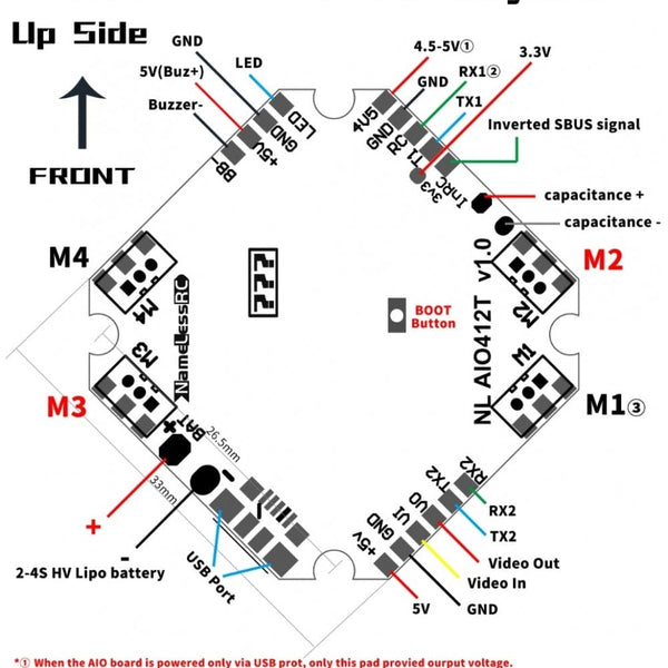NLRC AIO 412T Flight Controller for Toothpick (12A, 2-4S)