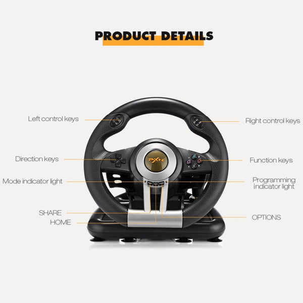 PXN-V3 Racing Game Steering Wheel for PC / PS3 / 4 / xbox one / switch, For PC / PS3 / 4 / xbox one / switch