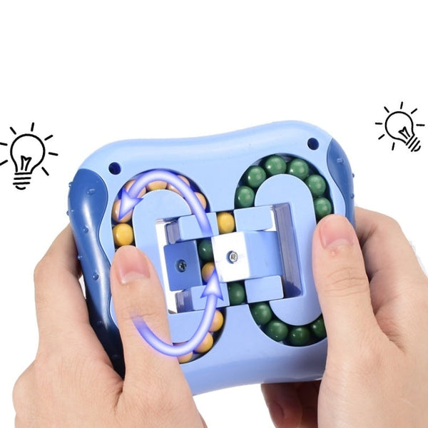 4 PCS  Rotating Magic Beans Decompression Educational Toys Children Fingertip Magic Cube Toys, (Cyan), (Red), (Blue)