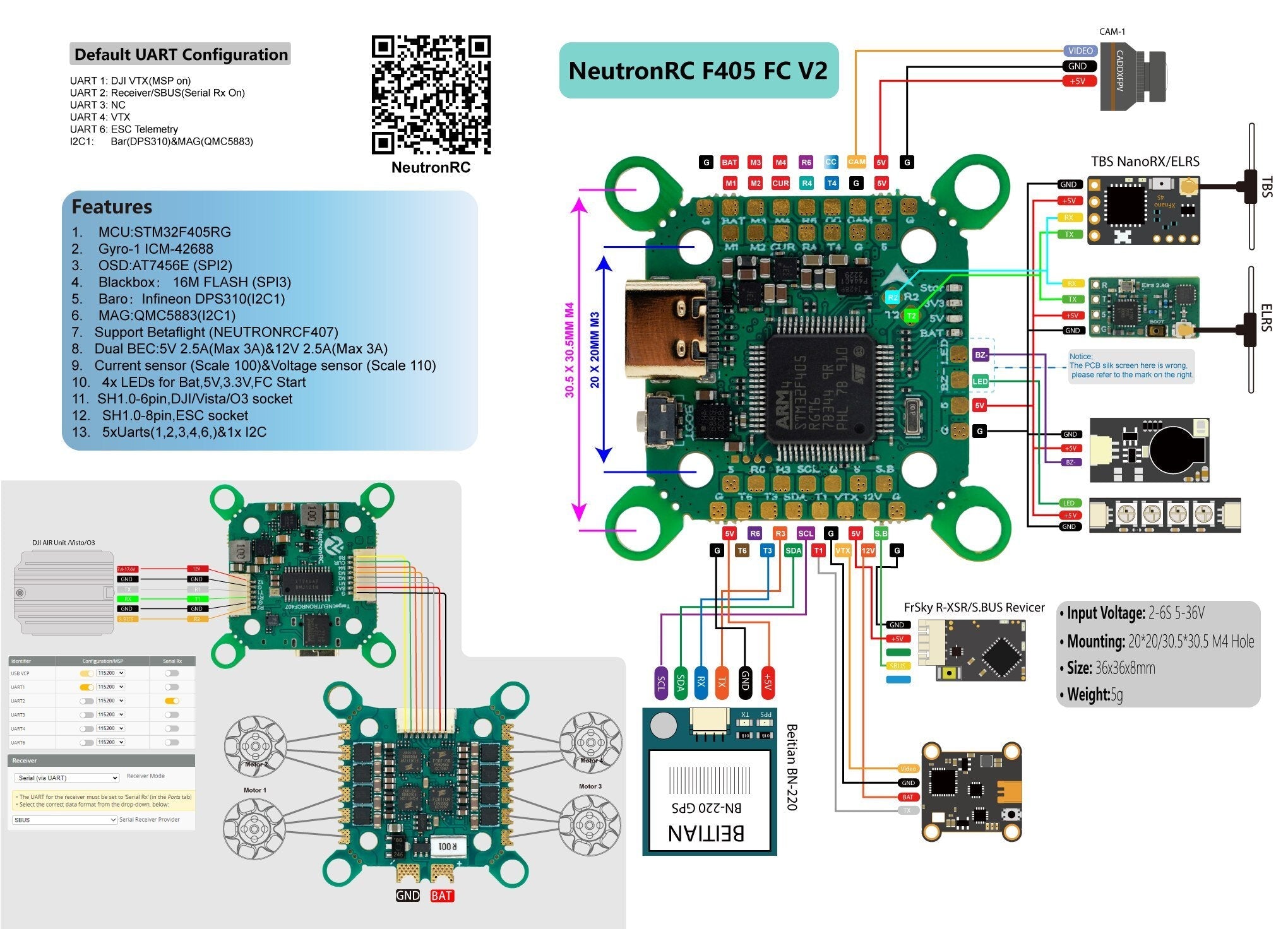 NeutronRC F405 Mini Hold Flight Controller (20x20/30x30)