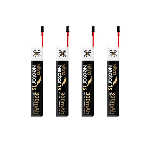 4-Pack NewBeeDrone Nitro Nectar Gold 300mAh 1S HV LiPo Battery with GNB27