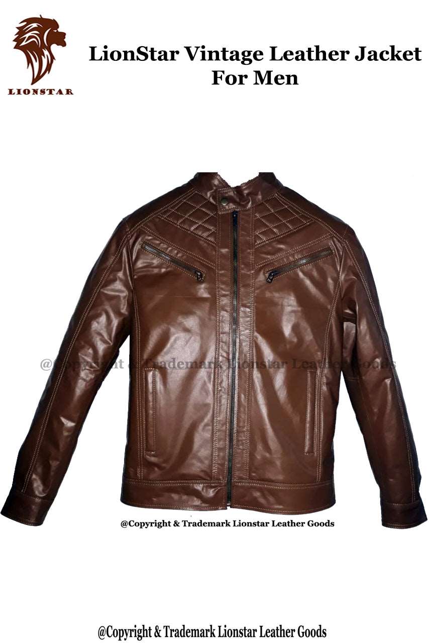 LionStar Vintage Leather Jacket for Men