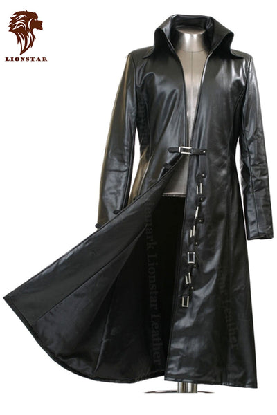 LionStar Unisex Trench Long Leather Coat