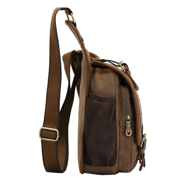 KAUKKO FH03 Retro Style Men Canvas Crossbody Bag Messenger Bag Outdoors Hiking Camping Bag, Size: 26 x 21 x 9 cm