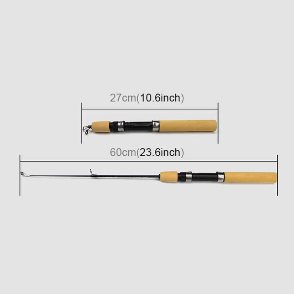 27cm Portable Ice Fishing Rod Shrimp Rod Lure Rod Fishing Gear Fittings , Extension Length : 60 cm, 27cm