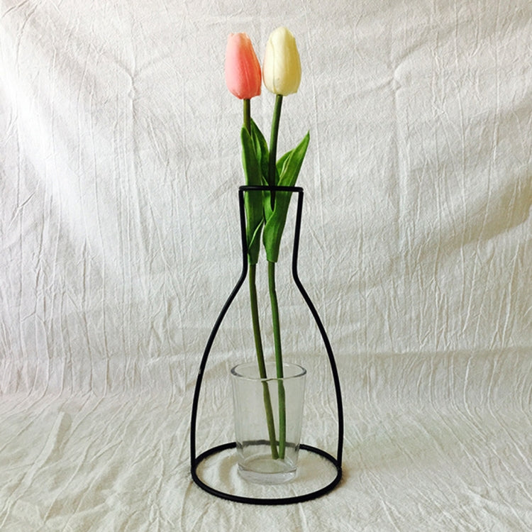 Black Iron Flower Vase Frame Plant Holder, Decorating Indoor Cafe Home, Size: 15cm x 20cm
