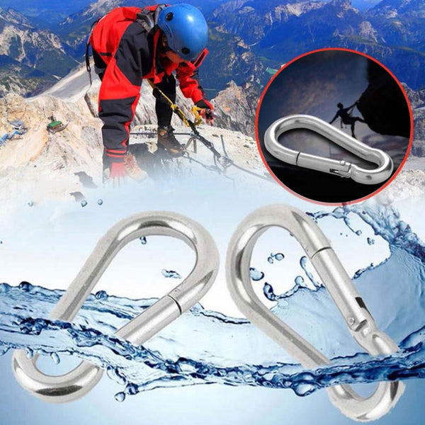 M9 Stainless Steel Carabiner Spring Hook Multi-tool Mountaineering Buckle Lock Camping Hook Rope, Inner Diameter: 8.84mm, M9