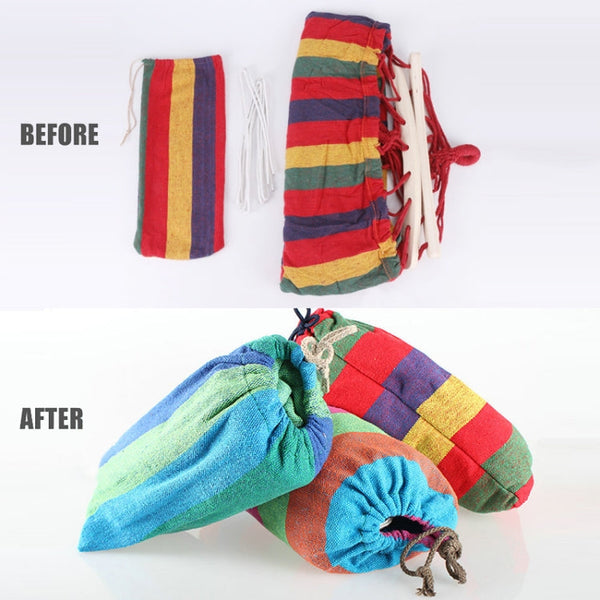 Outdoor Rollover-resistant Double Person Canvas Hammock Portable Beach Swing Bed with Wooden Sticks, Size: 190 x 150cm, Size: 190 x 150cm(Blue), Size:190 x 150cm(Red)