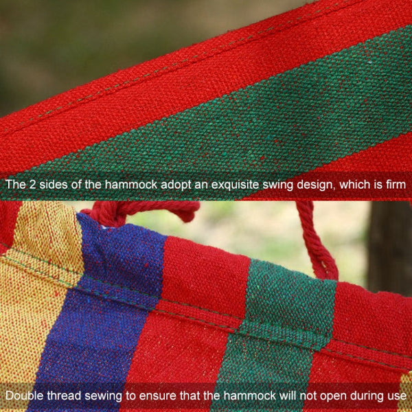 Outdoor Rollover-resistant Double Person Canvas Hammock Portable Beach Swing Bed with Wooden Sticks, Size: 190 x 150cm, Size: 190 x 150cm(Blue), Size:190 x 150cm(Red)