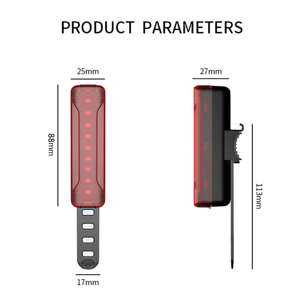 A02 Bicycle Taillight Bicycle Riding Motorcycle Electric Car LED Mountain Bike USB Charging Safety Warning Light (100 Hours, Plastic Bag), 100 Hours, Plastic Bag