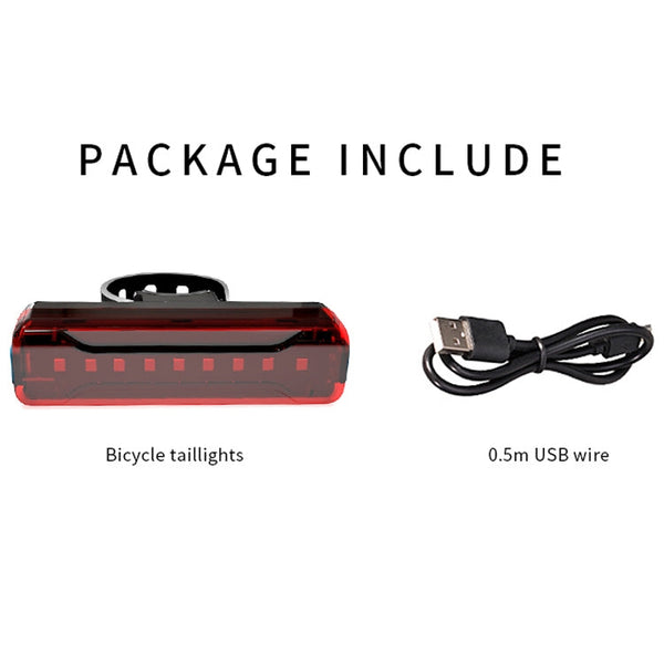 A02 Bicycle Taillight Bicycle Riding Motorcycle Electric Car LED Mountain Bike USB Charging Safety Warning Light (100 Hours, Plastic Bag), 100 Hours, Plastic Bag
