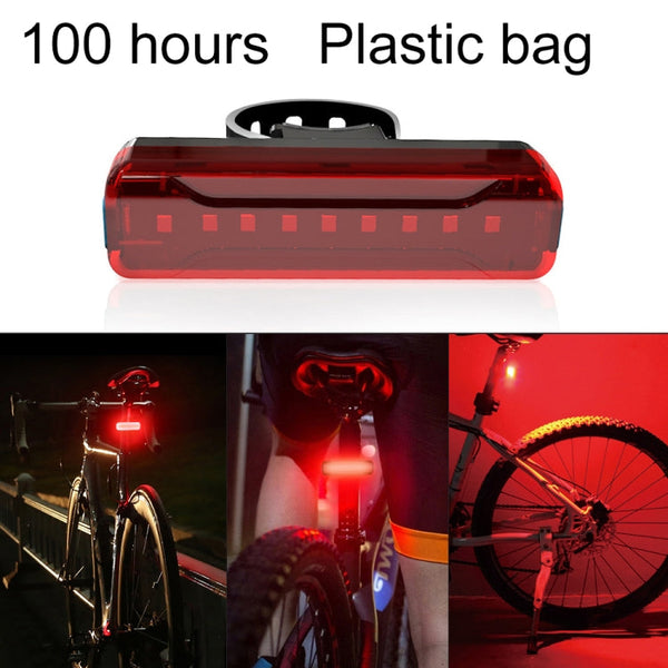 A02 Bicycle Taillight Bicycle Riding Motorcycle Electric Car LED Mountain Bike USB Charging Safety Warning Light (100 Hours, Plastic Bag), 100 Hours, Plastic Bag