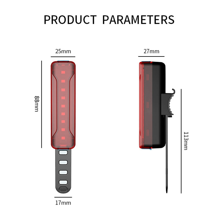 A02 Bicycle Taillight Bicycle Riding Motorcycle Electric Car LED Mountain Bike USB Charging Safety Warning Light (6 Hours, Plastic Bag), 6 Hours,  Plastic Bag
