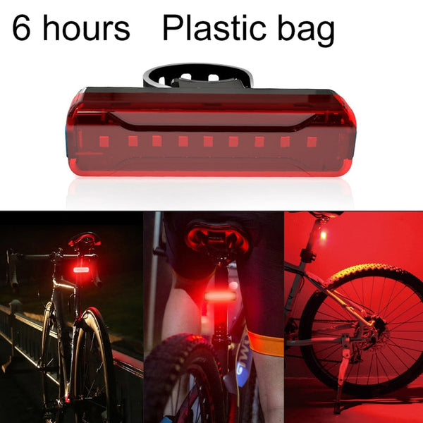A02 Bicycle Taillight Bicycle Riding Motorcycle Electric Car LED Mountain Bike USB Charging Safety Warning Light (6 Hours, Plastic Bag), 6 Hours,  Plastic Bag