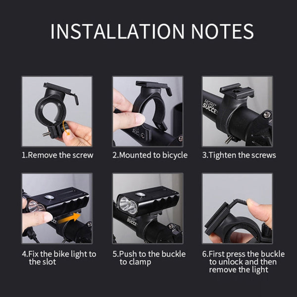 BX2 USB Charging Bicycle Light Front Handlebar Led Light (3 Hours, T6+Gem Lamp), 3 Hours, T6+Gem Lamp