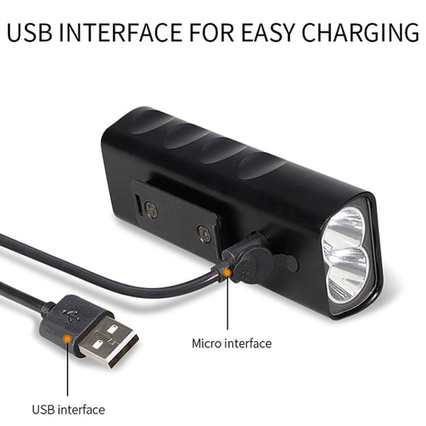 BX2 USB Charging Bicycle Light Front Handlebar Led Light (3 Hours, T6+Gem Lamp), 3 Hours, T6+Gem Lamp