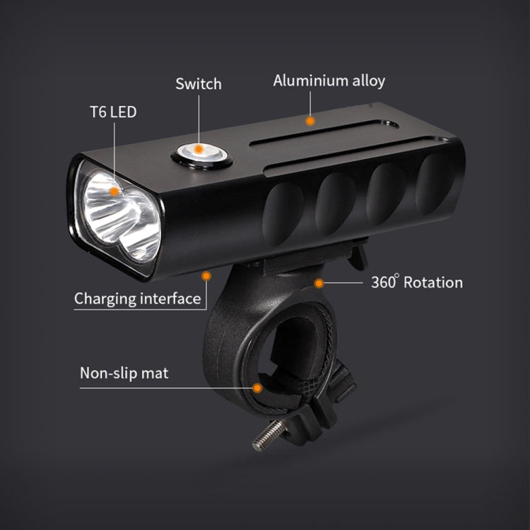 BX2 USB Charging Bicycle Light Front Handlebar Led Light (3 Hours, T6+Gem Lamp), 3 Hours, T6+Gem Lamp