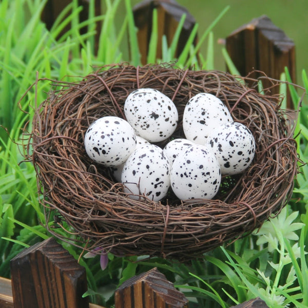 12cm Simulation Bird Nest + 3 PCS Bird Egg Holiday Decoration, 12cm