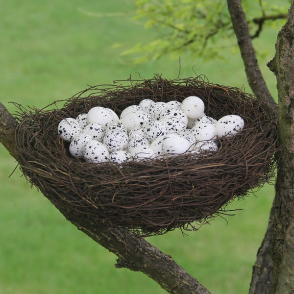 12cm Simulation Bird Nest + 3 PCS Bird Egg Holiday Decoration, 12cm