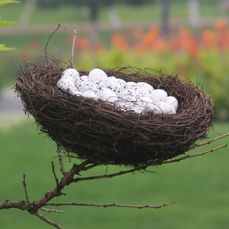 12cm Simulation Bird Nest + 3 PCS Bird Egg Holiday Decoration, 12cm