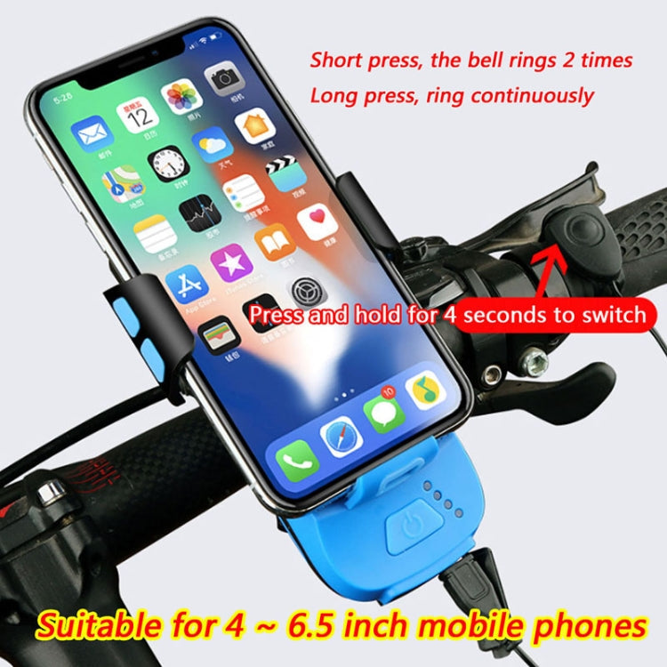 Multifunction 4  in 1 Phone Holder Bicycle Bell Cycling Lamp Flashlight, 4 in 1 Phone Holder