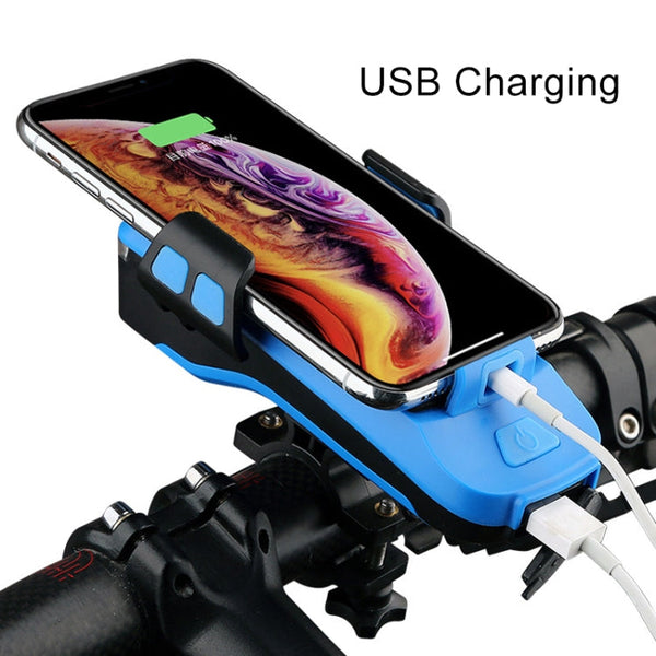 Multifunction 4  in 1 Phone Holder Bicycle Bell Cycling Lamp Flashlight, 4 in 1 Phone Holder