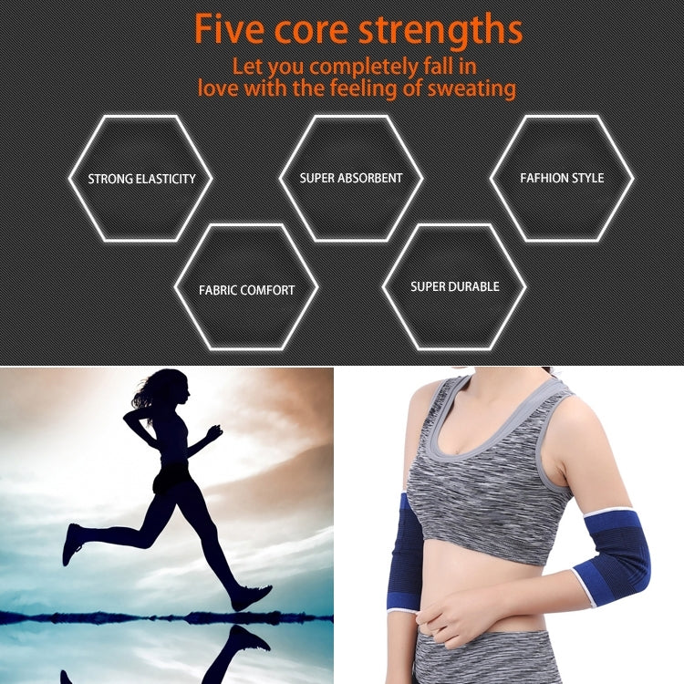 2 PCS Sports Elastic Thermal Elbow Support Guards, Size: 11 x 20cm (Blue+Black), Elbow pads Size: 11 x 20cm