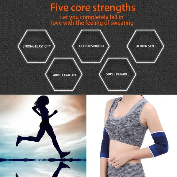 2 PCS Sports Elastic Thermal Elbow Support Guards, Size: 11 x 20cm (Blue+Black), Elbow pads Size: 11 x 20cm