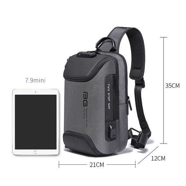 BANGE Men Security USB Chest Bag Portable Outdoor Shoulder Bag