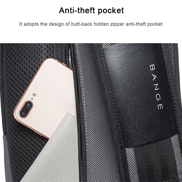 BANGE Men Security USB Chest Bag Portable Outdoor Shoulder Bag