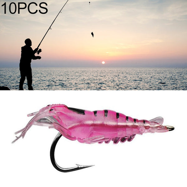 10 PCS 4cm Fishing Soft Artificial Shrimp Bait Lures Popper Poper Baits with Hook, Artificial Shrimp with Hook, Luminous Shrimp with Hook, Pink Shrimp with Hook, Green Shrimp with Hook, Transparent Shrimp with Hook