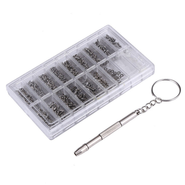1000 PCS Watch Sunglass Spectacles Screws Nut Repair Kit With a Screwdriver, Sunglass Spectacles Screws