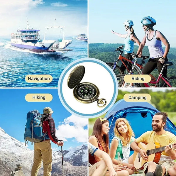 Nisa J35A Vintage Metal Flip Pocket Watch Compass, J35A