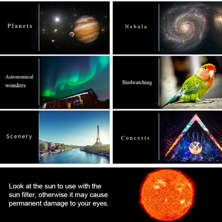 WR852-3 16x/66x70 High Definition High Times Astronomical Telescope with Tripod & Phone Fixing Clip & Moon Filter, 66x70 White + Moon Filter, 66x70 Blue + Moon Filter