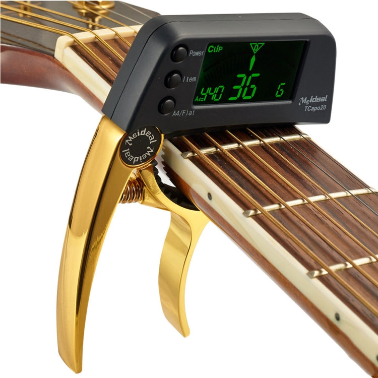 Professional Guitar Tuner Clip, Loftstyle Chromatic Clip-on Tuner with Rotational LCD Screen Light Display Single-handed Guitar Capo