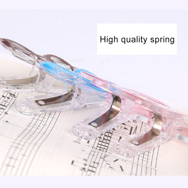 10 PCS PP Material Stainless Steel Spring Music Note Shape Book Clip Deluxe Page Holder, Random Color Delivery