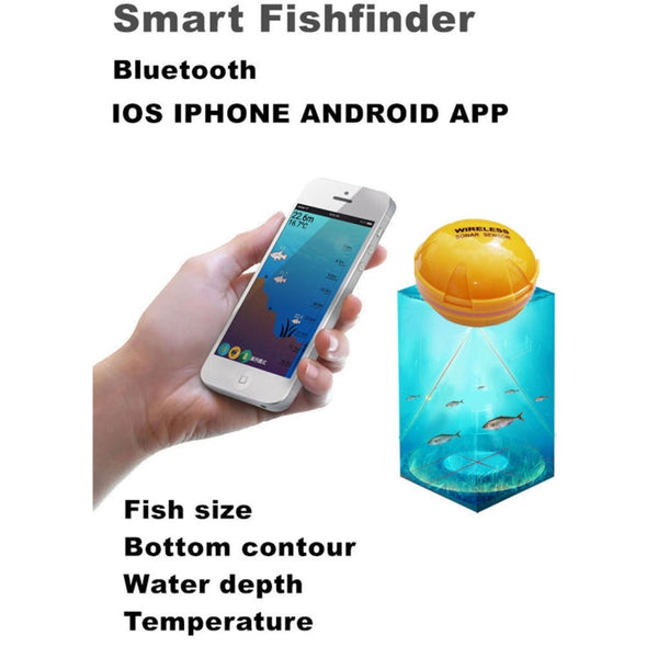 Bluetooth Fish Detector 125KHz Sonar Sensor 0.6-36m Depth Locator Fishes Finder Alarm for iOS & Android Mobile Phones