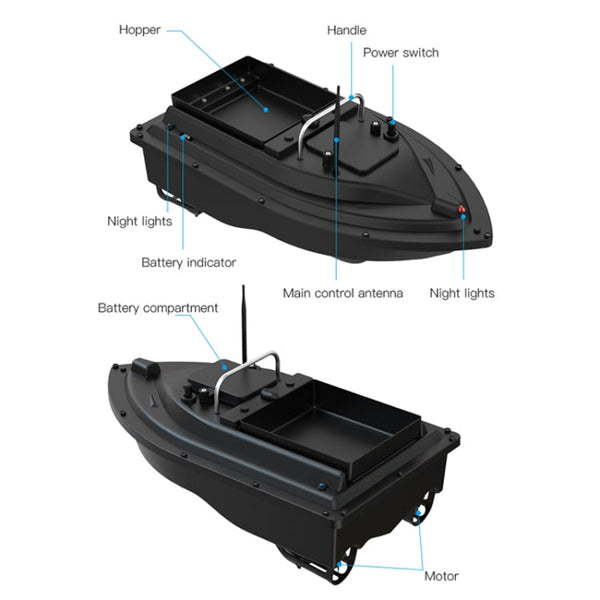 D16B GPS Double Motors Outdoor Rc Bait Fishing Boat, EU Plug, D16B GPS (EU Plug), D16B GPS (US Plug)