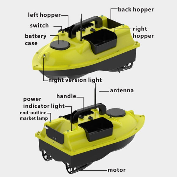D18B GPS Outdoor Double Motors Fishing Bait Boat with 3 Bait Containers , US Plug, D18B GPS (EU Plug), D18B GPS (US Plug)