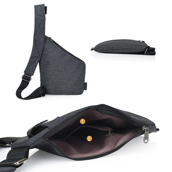Multi-Function Portable Anti-theft Polyester Business Chest Bag Outdoor Sports Left Shoulder Bag for Men, Left Shoulder