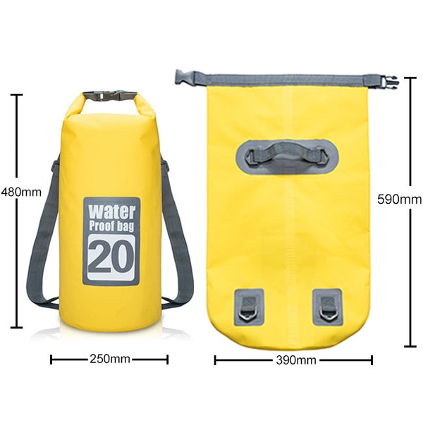Outdoor Waterproof Dry Dual Shoulder Strap Bag Dry Sack, Capacity: 20L