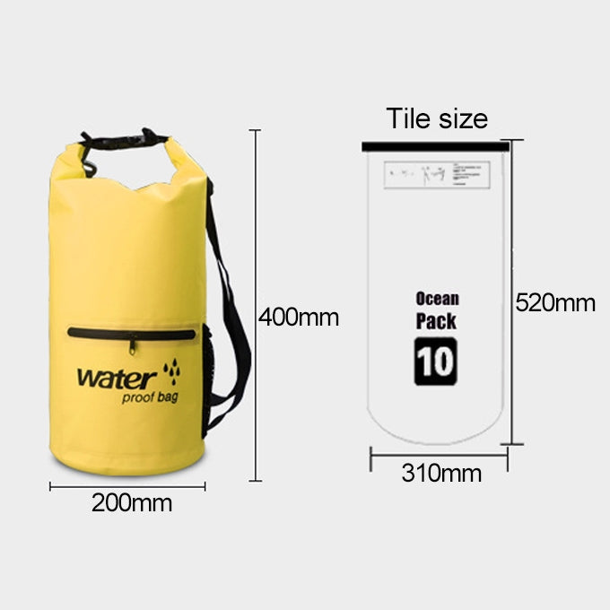 Outdoor Waterproof Dry Dual Shoulder Strap Bag Dry Sack PVC Barrel Bag, Capacity: 10L