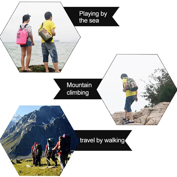 Outdoor Waterproof Double Shoulder Bag Dry Sack PVC Barrel Bag, Capacity: 20L