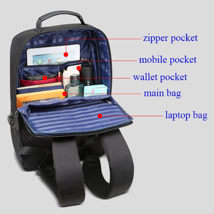 Bopai 851-009911 Business Anti-theft Waterproof Large Capacity Double Shoulder Bag,with USB Charging Port, Size: 30.5x13x45cm