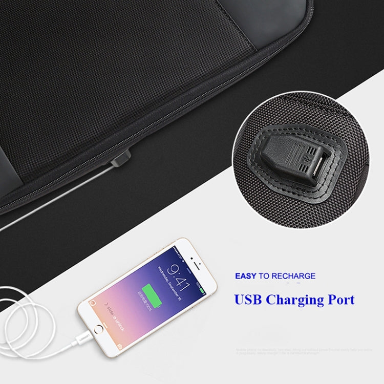 Bopai 851-009911 Business Anti-theft Waterproof Large Capacity Double Shoulder Bag,with USB Charging Port, Size: 30.5x13x45cm