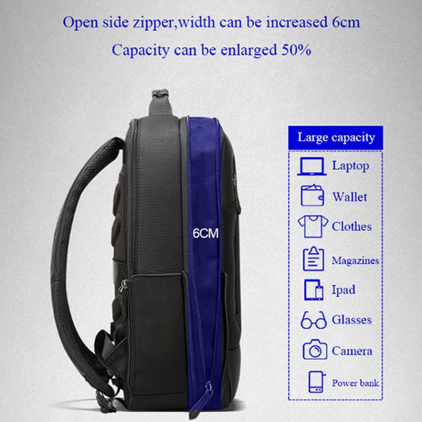Bopai 851-009911 Business Anti-theft Waterproof Large Capacity Double Shoulder Bag,with USB Charging Port, Size: 30.5x13x45cm