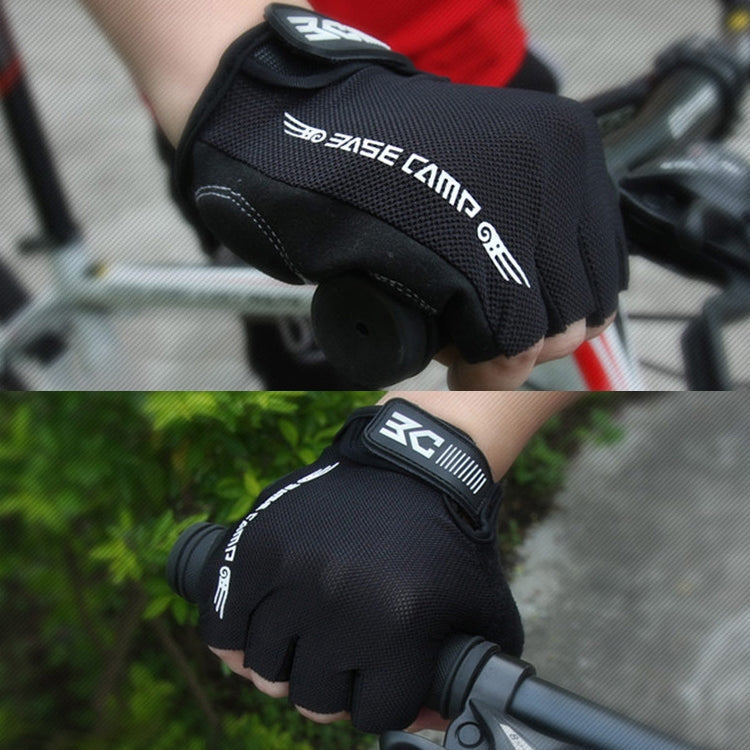 BaseCamp BC-204 Bicycle Half Finger Gloves Lycra Fabric Cycling Gloves, Size: L