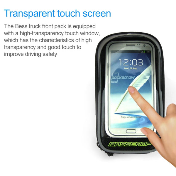 BaseCamp BC-305 Bicycle Phone Bags Mountain Road Bike Front Head Top Frame Handlebar Bag with Transparent Window & Sun Visor for 5.8 Inch 15x8cm and Below Smartphones, 5.8 inch