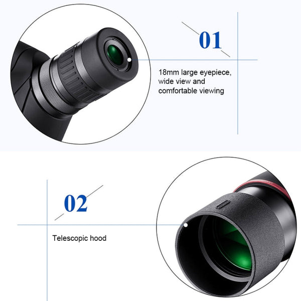 HTK-72 20x-60x High Definition Night Vision Zoom Monocular Telescope for Outdoor Camping Birdwatching with Tripod, 20 x 60